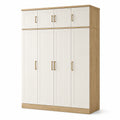 Armadio a 6 Ante Legno MDF Bianco/Naturale