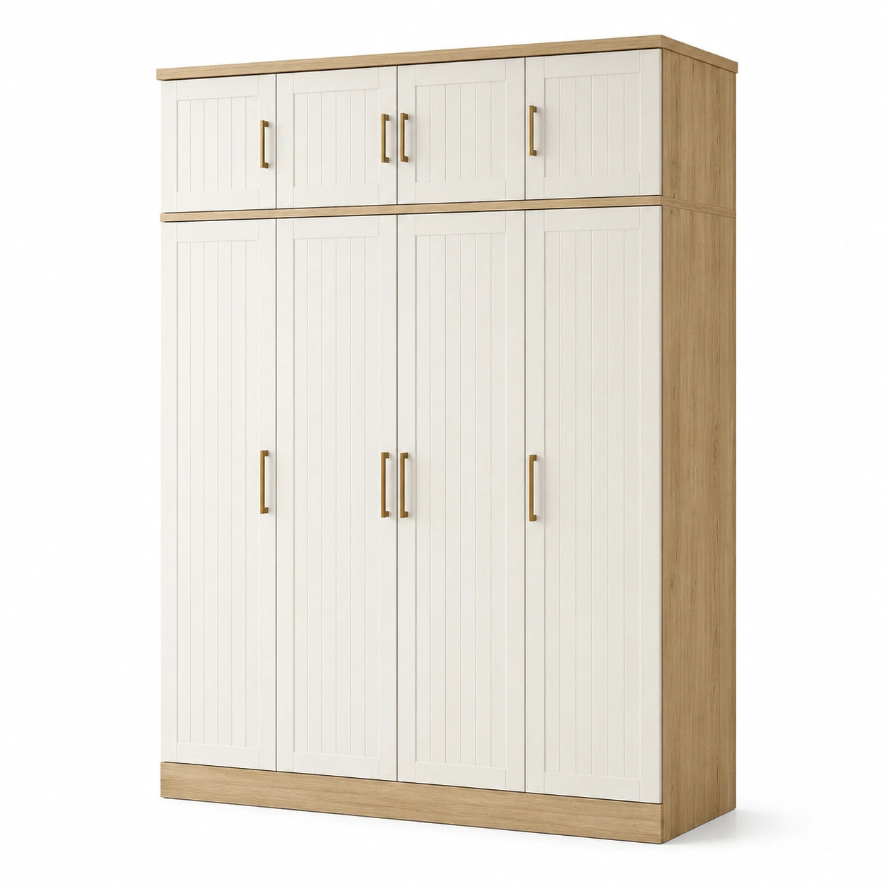 Armadio a 6 Ante Legno MDF Bianco/Naturale