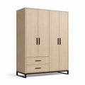 Armadio in legno con 3 ante e 2 cassetti, 200x120x50 cm