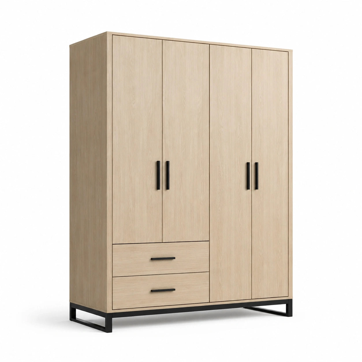 Armadio in legno con 3 ante e 2 cassetti, 200x120x50 cm