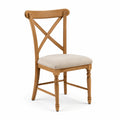 Sedia in legno massello con seduta in tessuto beige