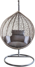 Sedia sospesa, Poltrona A Dondolo Intrecciato In Rattan Per Casa E Giardino Con Cuscino - Grigio, milani home