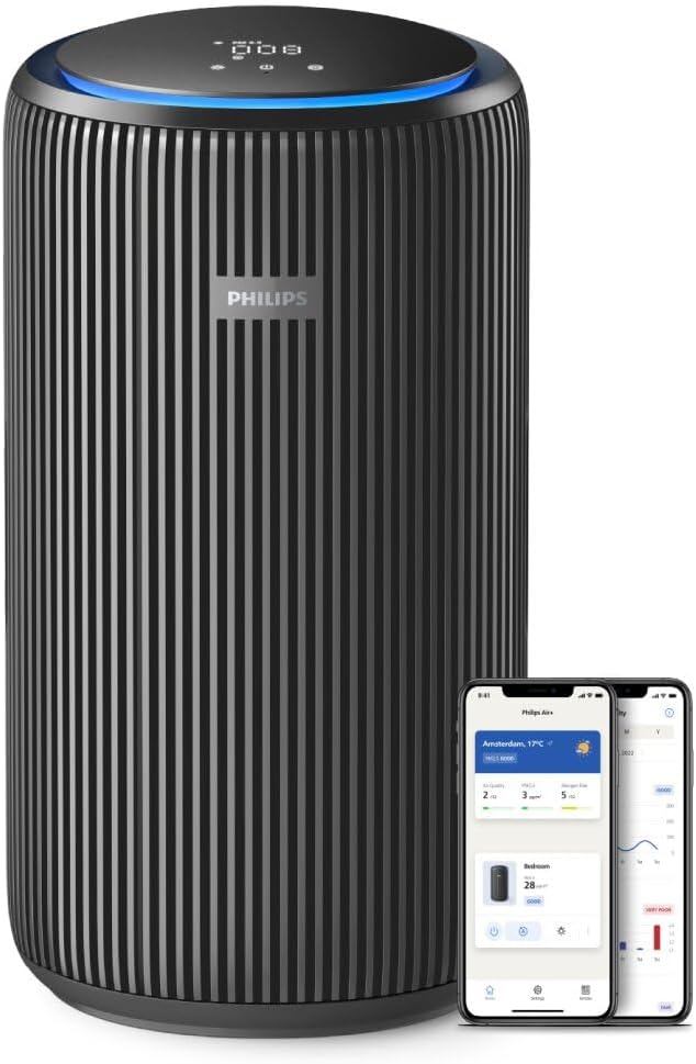 PHILIPS AC4221 Purificatori d'aria, HEPA NanoProtect + doppio filtro ai carboni attivi, ultra-silenzioso, Purificatore d'aria Serie 4200, CADR 600m3