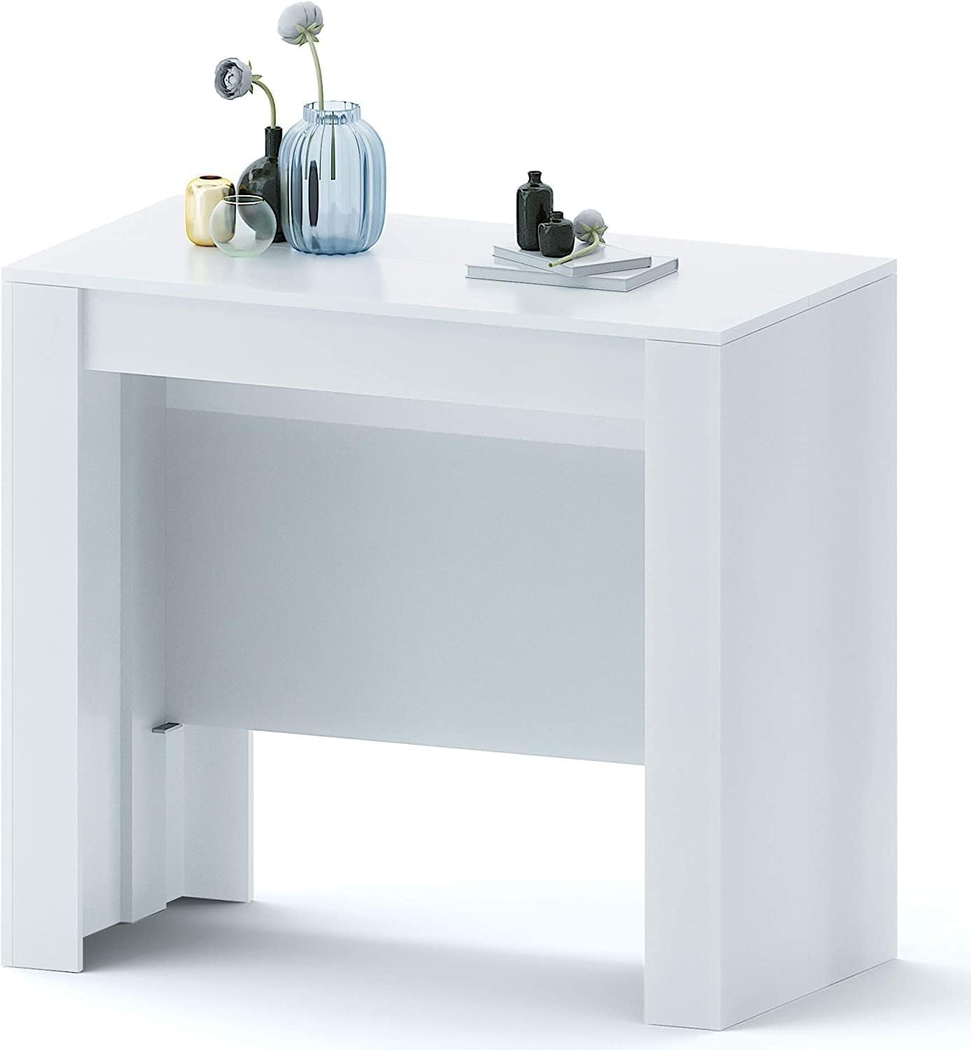Console e tavoli da divano, Colore Bianco Lucido, Consolle Per Casa E Ufficio, Tavolo Consolle Allungabile Oslo Plus Fino A 3 Metri, Arreditaly