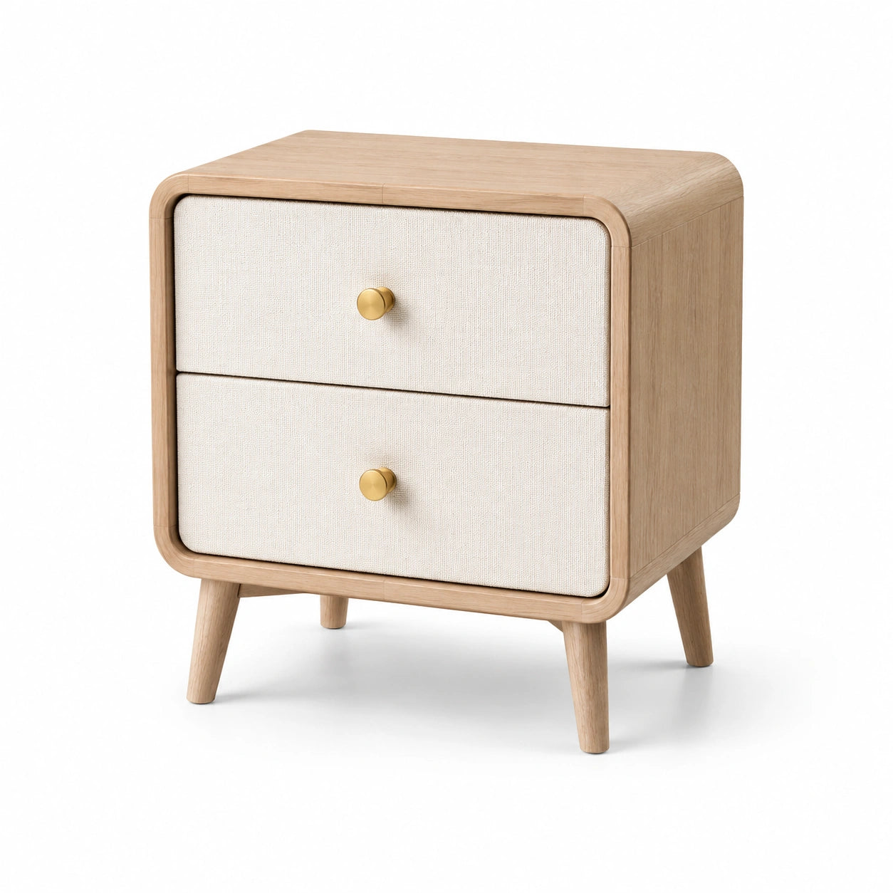 Comodino 2 cassetti in legno e cotone
