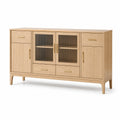 Credenza in legno con ante in vetro temperato scanalato 160x45x90cm