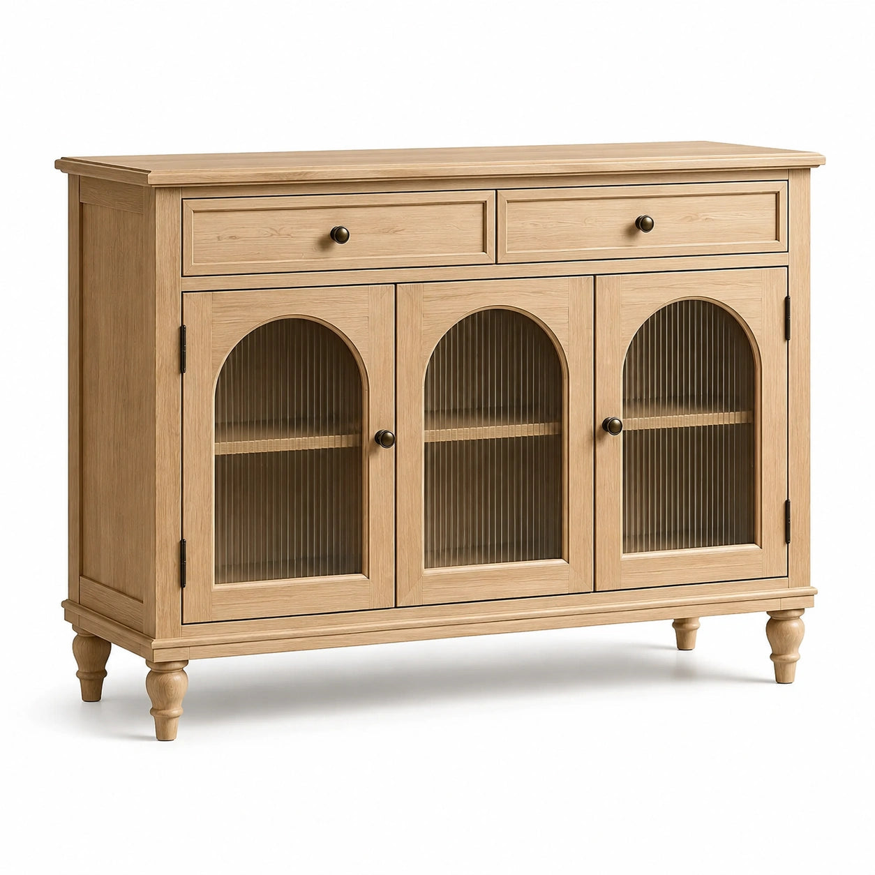 Credenza in legno con ante in vetro e cassetti