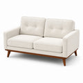Divano due posti tessuto poliestere beige con gambe in legno massello