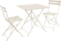 Set di mobili, 70 cm Beige - 70x70x71 cm, Set Tavolo da Giardino Pieghevole in Acciaio con 2 sedie, sweeek