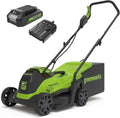 Tosaerba -GD24LM33K2, Ampiezza di Taglio 33 cm, 24 V a Batteria con Motore Brushless per Piccoli Prati Fino a 140m2, Greenworks
