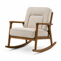 Sedia a dondolo in legno e tessuto beige