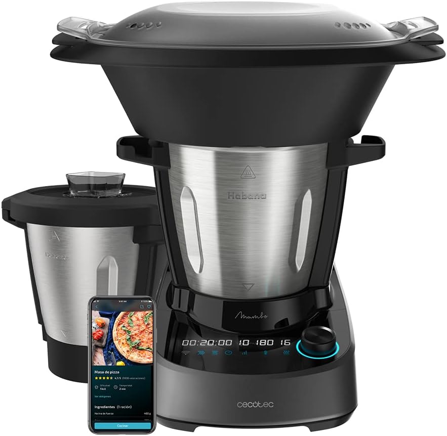 Cecotec Robot da cucina grandi, APP, bilancia, ricettario e accessori, 37 Funzioni, caraffa antiaderente Habana e caraffa da 3,3 litri in acciaio inox