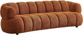 Divano L227, fisso 3 posti Coliani - poliestere - terracotta, Morbidità del tessuto bouclé, Effetto trapuntato, Vente-unique