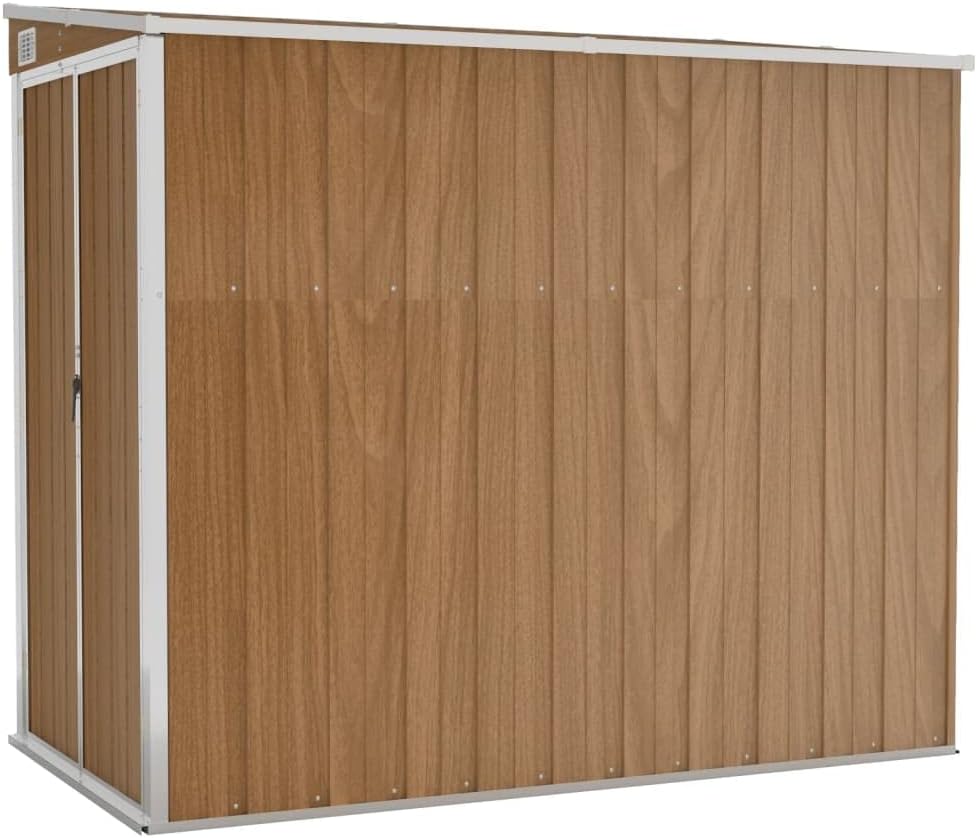 Casetta da giardino, Capanno Giardino a Parete Marrone 118x194x178 cm Acciaio Zincato, vidaXL