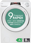 Lavatrice 1486DWMCT1-S, 1400 giri, 16 programmi, RapidÓ RO, a carica frontale, Classe A, Cicli Rapidi, Vapore, Bianco, CANDY
