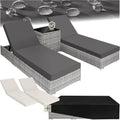 Lettino prendisole, 2 Federe - Grigio Chiaro, Lettini da Giardino, Tavolo Giardino, Poly Rattan, Lettini Prendisole, Sdraio Prendisole, Sedia, tectake