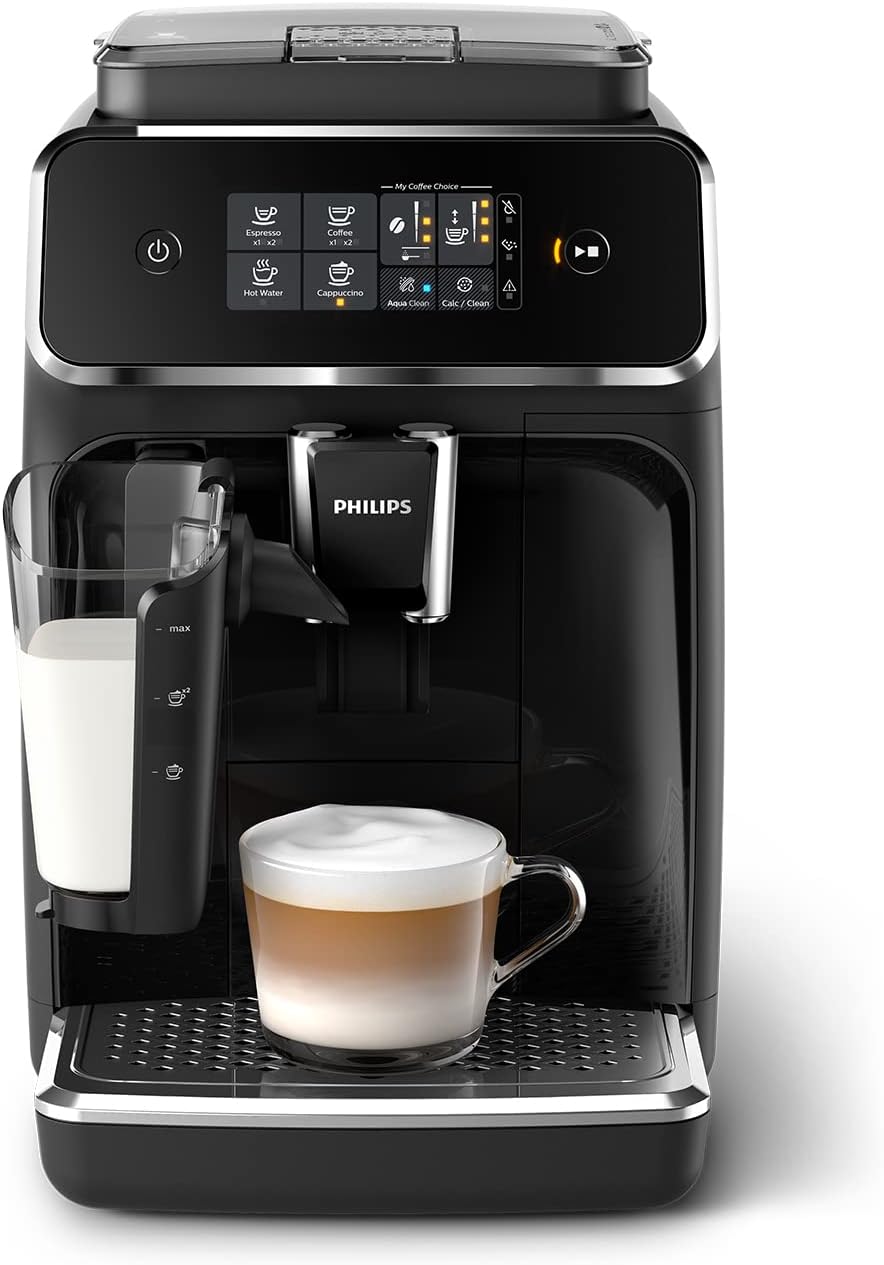 PHILIPS EP2231 macchina da caffè automatica, Display Touch Intuitivo, 2200 Series - Montalatte LatteGo, 3 Bevande, 40), Nero Lucido (