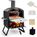 Forni per pizza, Copertura Impermeabile, 2 Strati, Forno per Pizza da Esterno, Forno a Legna per Pizza con Gambe Pieghevoli, Pietra per pizza, COSTWAY