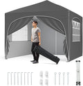 Gazebo, Piehevole da Esterno 3 x 3 m, Tendone per Giardino (Grigio), Regolabile in Altezza con Pareti Rimovibili, Borsa con Ruote, Picchetti, COSTWAY