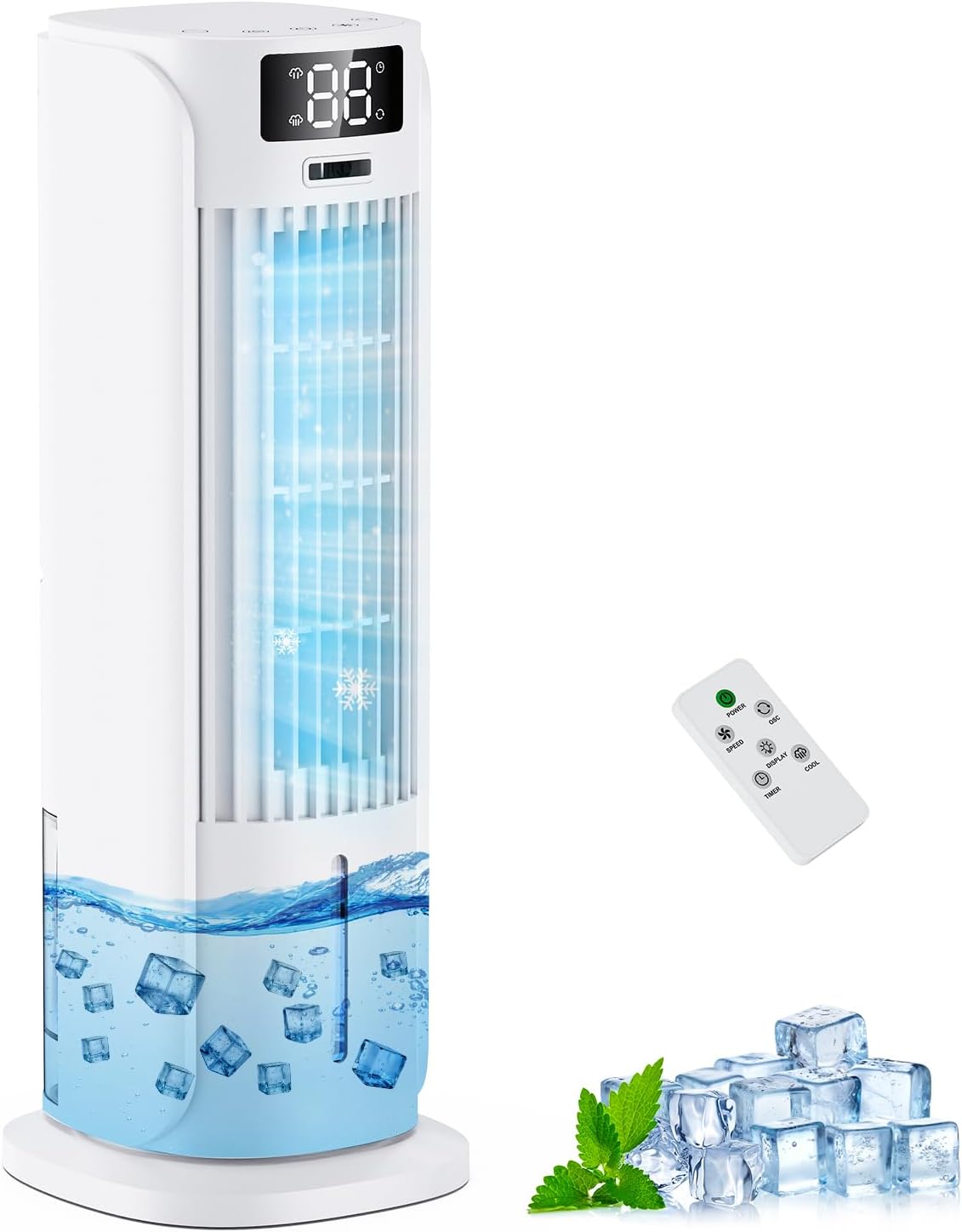 Condizionatore portatile 800ML, 3 in 1 Raffrescatore Evaporativo, 6 Velocità 2 Modalità nebbia fredda, 90° Oscillazione, Timer 1-12 ore, PIAZCEW