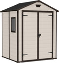 Casetta da giardino, Finitura Effetto Legno Graffiato, Manor 6x5, 185x152x226H Cm, Beige, Keter