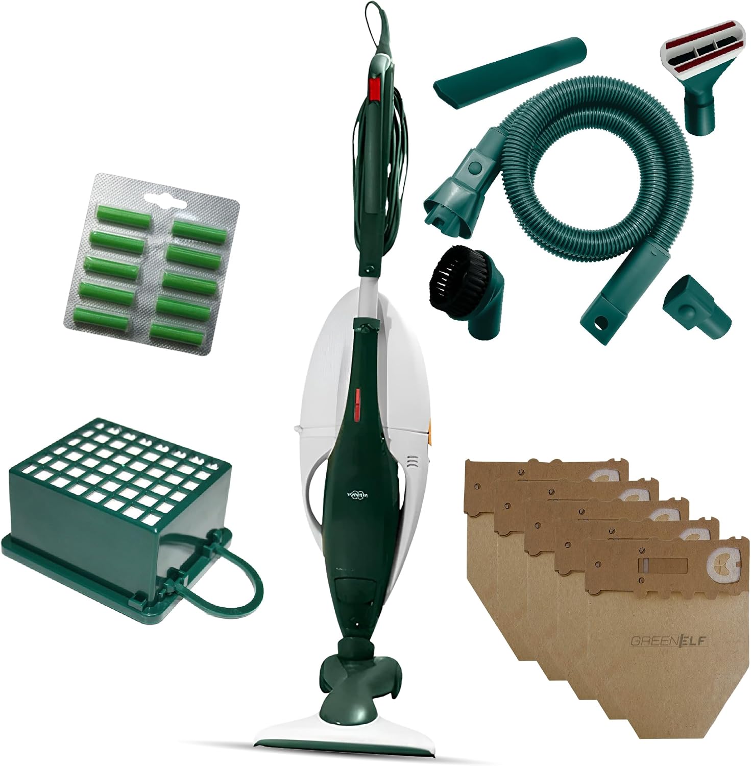 Aspirapolvere senza fili VK131, Scopa Elettrica Folletto - Aspirapolvere Folletto Rigenerato, Modello RICONDIZIONATO e Potente, GREENELF