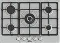 Hisense GM773XF piano cottura, 5 Zone di Cottura, a Gas, Bruciatore Wok Doppia Corona e Griglie in Ghisa, Accensione Integrata, Inox Anti Impronta