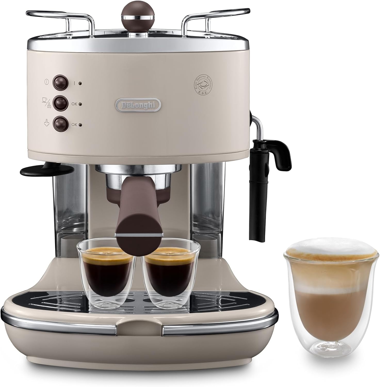De'Longhi macchina da caffè, Caffè in Polvere o in Cialde E.S.E., Beige, Icona Vintage ECOV 311.BG Espresso Manuale e Cappuccino