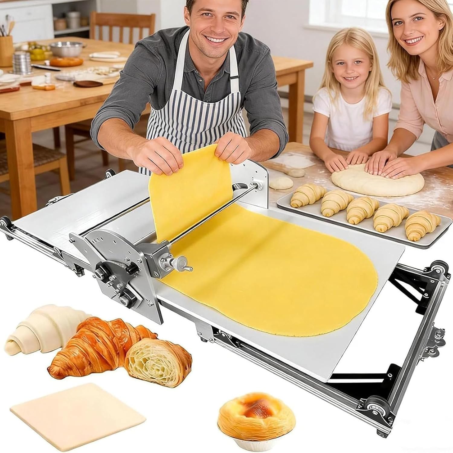 Macchine per pasta a mano, Sfogliatrice Elettrica Commerciale, Sfogliatrice Pieghevole, Controllo Dello Spessore Da 2 a 30 mm, Per Panetteria, ZXSYYDS