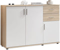 Comò e cassettiere, BOBBY, Cassettiera, effetto rovere Sonoma, 120 x 82 x 35 cm, bianco, Stella Trading