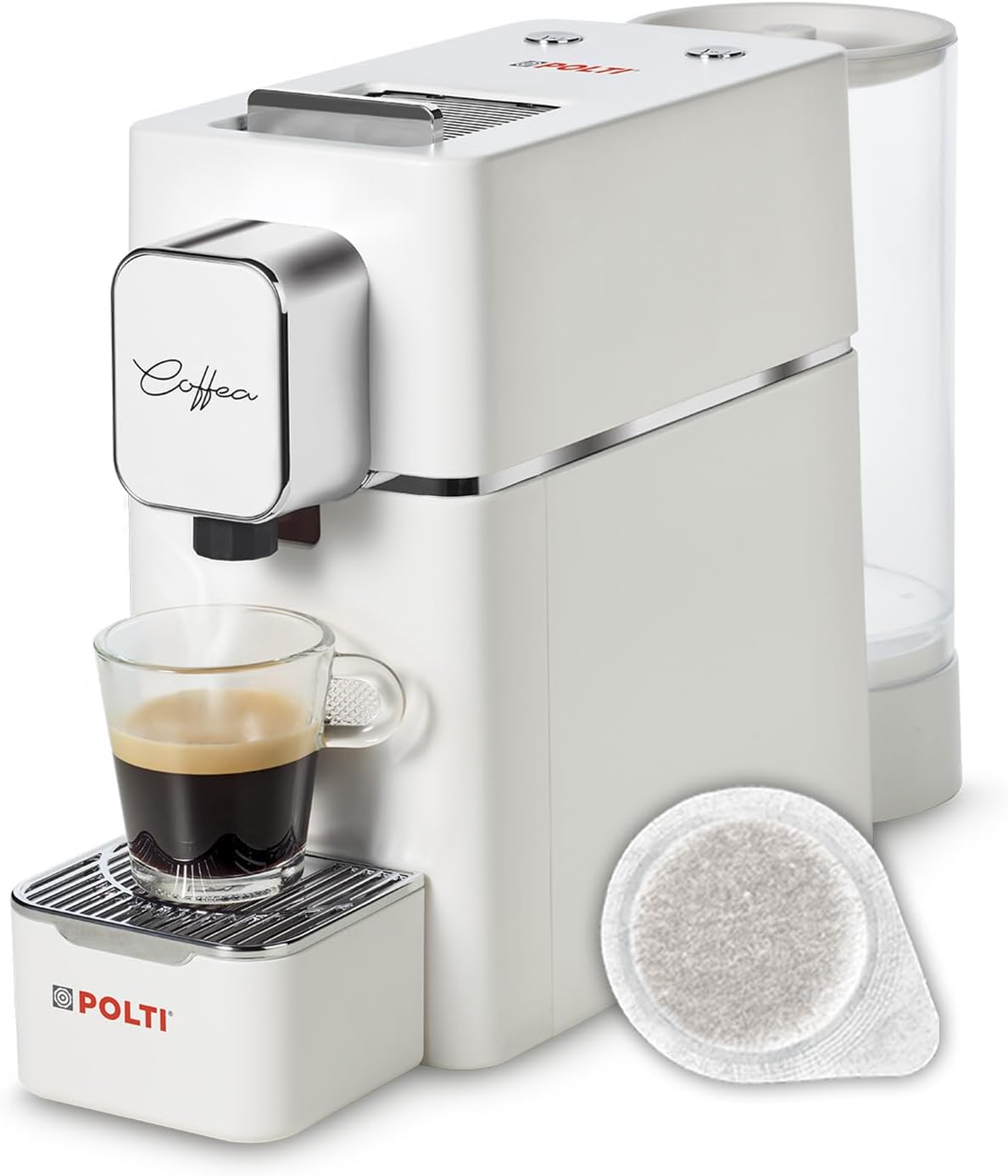 Macchina da caffè S15W, Compatibile con Cialde E.S.E. 44 mm, Serbatoio 0.85 L, Pressione Pompa 19 bar, Macchina per Caffè Espresso, Bianco, Polti