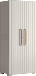 Armadio IPX3, Porte Effetto Legno, Groove Portascope da Esterno, 80x45x180 H cm, Beige, Sabbia, Keter