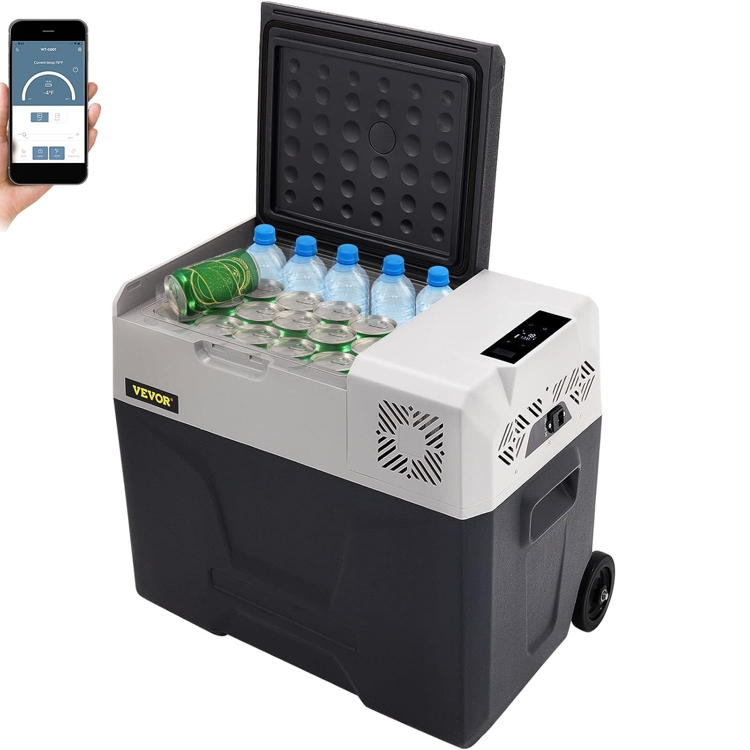 VEVOR Frigoriferi, 220 V Congelatore, da -20 a 20 Gradi C, con Schermo LCD Digitale, Mini Frigorifero Portatile per Auto 50 L