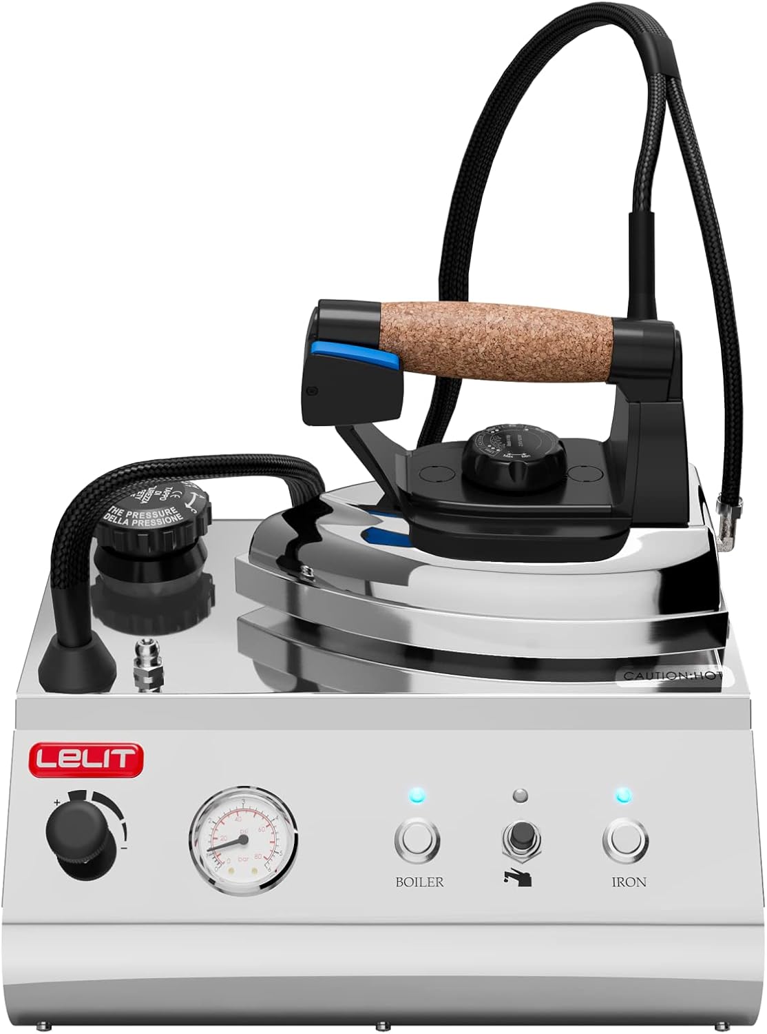 Ferri a caldaia PS326, Giorgio, Sistema stirante con caldaia separata, Vapore Regolabile e manometro, 2.5 Litri, Acciaio Inossidabile, Lelit