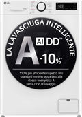 LG D4R5010TSWS lavatrice, AI DD Lavasciuga 10, 6 kg Serie R5 Classe A-10%, 1400 giri, TurboWash360, e Asciugatrice Insieme, Steam, Eco Hybrid, Bianca