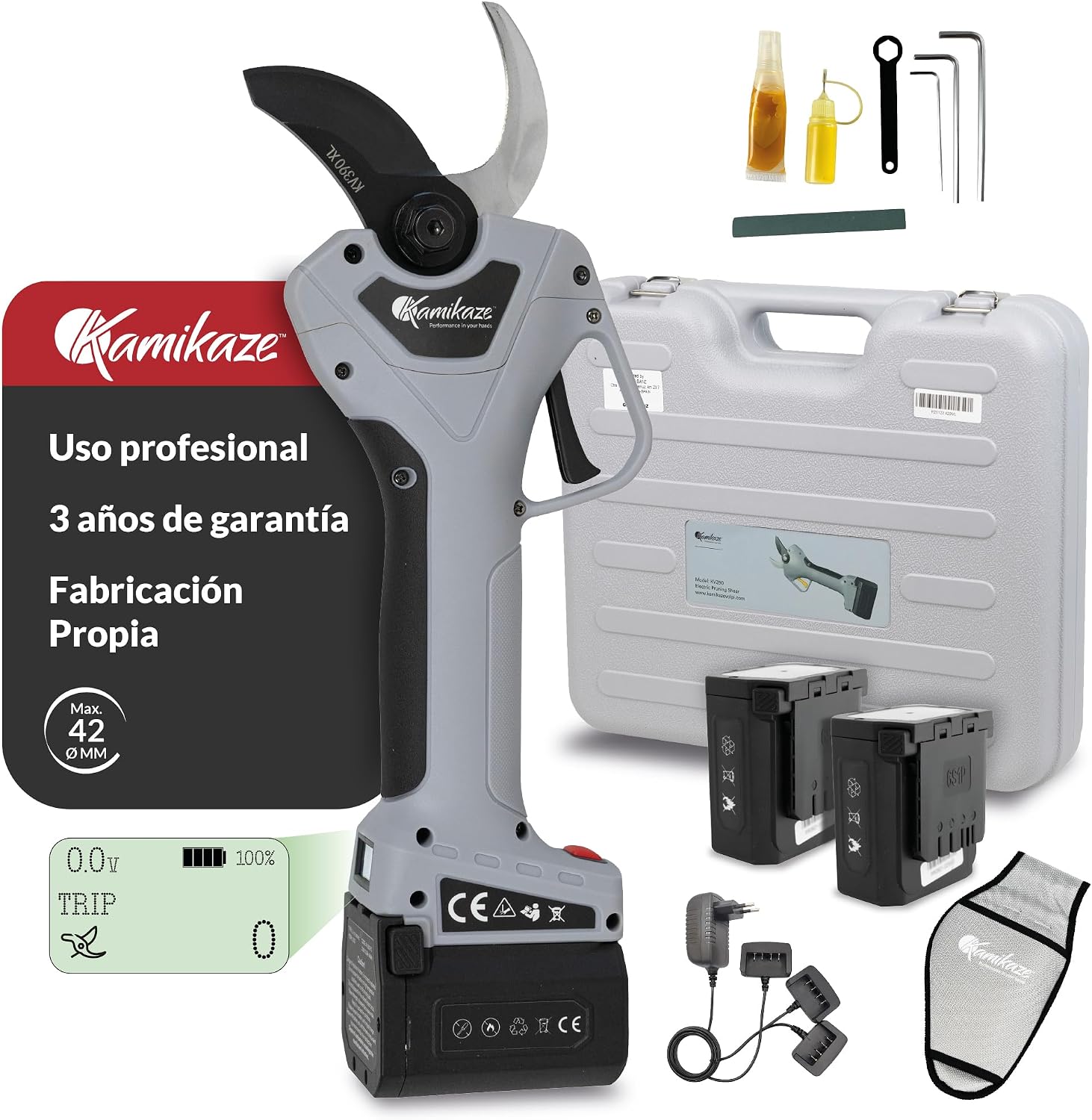 Forbici e cesoie per potatura KV390, 2 batterie e un kit di manutenzione., KAMIKAZE PERFORMANCE IN YOUR HANDS