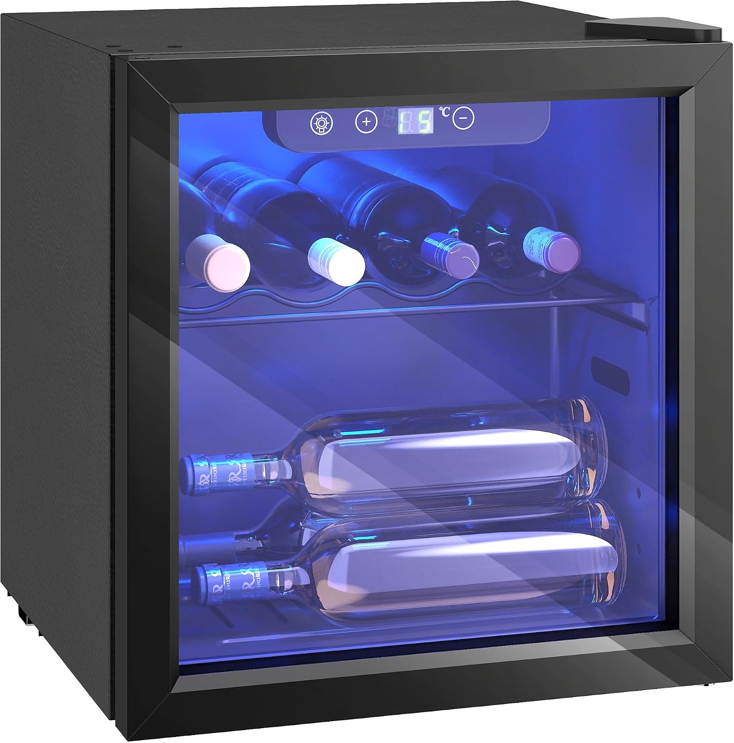 Cantine indipendenti, Compressore, Ripiani, Display Touch, Luci LED, Classe G, Nera, Frigorifero per Vino con Vetro Anti-UV, HOMCOM