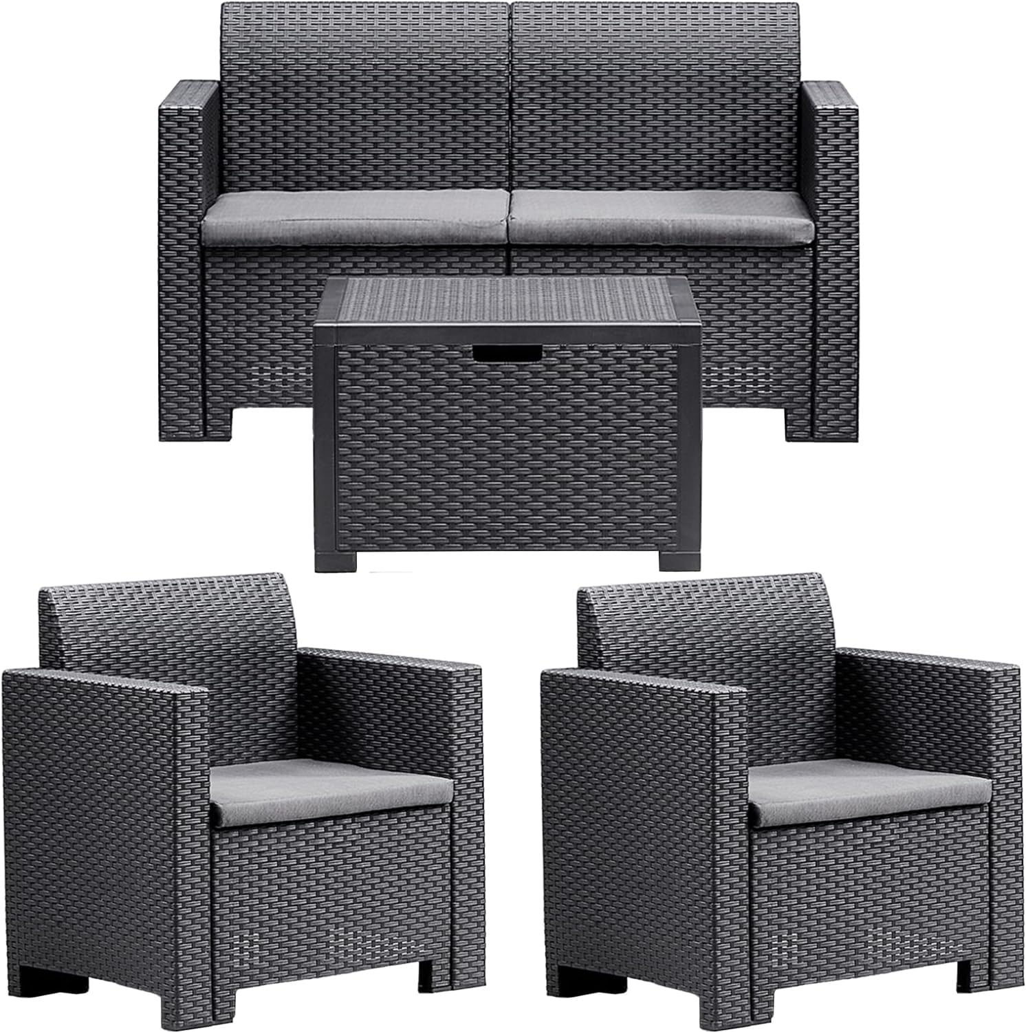 Set mobili da giardino, 281 X 155 X 79 cm, Antracite, 9067.4 Set Nebraska 2 Salottini, BICA