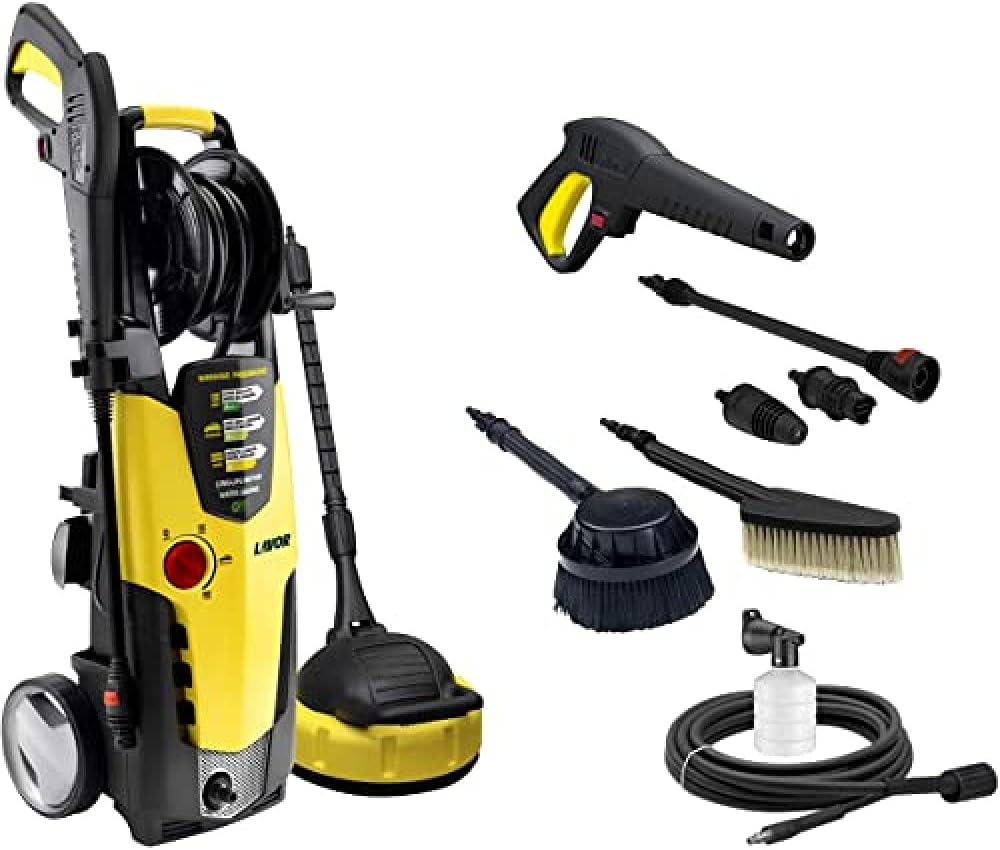 Idropulitrice, STM 160 WPS PLUS con Programmi di Lavaggio e Spazzola Fissa, Potenza 160 bar max, Portata 510 L, Motore 2500 W, Spazzola Rotante, Lavor