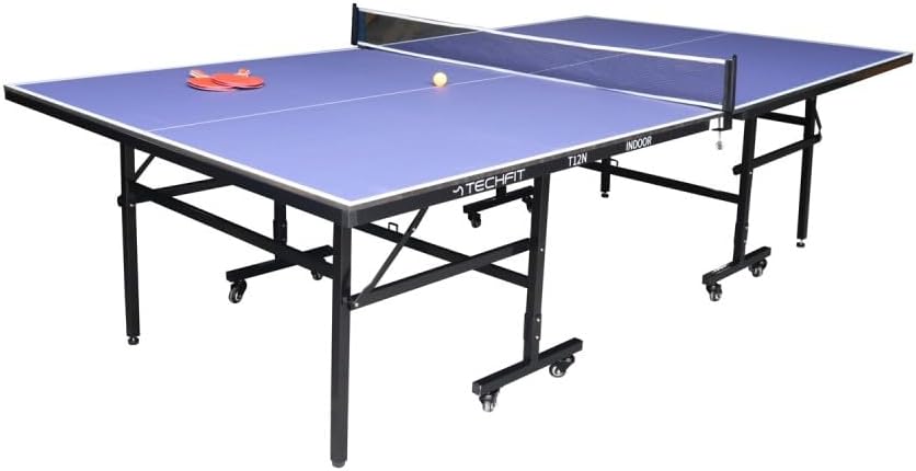Tavoli da Ping pong T12N, Tavolo da Ping Pong Professionale per Interni - Pieghevole da Interno con Inclinazione Unilaterale, Rete da 180 cm, TechFit