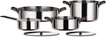 Alessi PU100S7 Set di pentole, 10 con Rivestimento in PVD Marrone, 7 Pezzi, Edo - in Acciaio Inossidabile 18