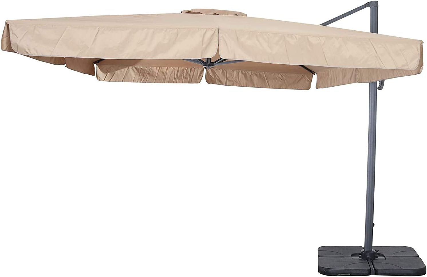 Ombrelloni, Antracite-Ecrù, Retrattile Ombrellone da Giardino Palo Manovella 3x4 con Flaps Laterali, GARDENIA