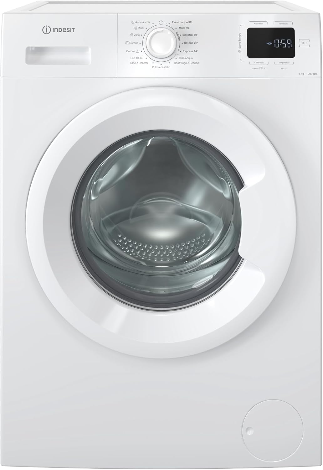 Lavatrice, 6 kg Libera Installazione Slim, Centrifuga 1000 Giri al Minuto, Carica Frontale, Classe Energetica B, Indesit
