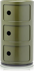 Contenitori e cestini, ABS, Base Tonda, Componibili Contenitore 3 Elementi, Verde, Kartell