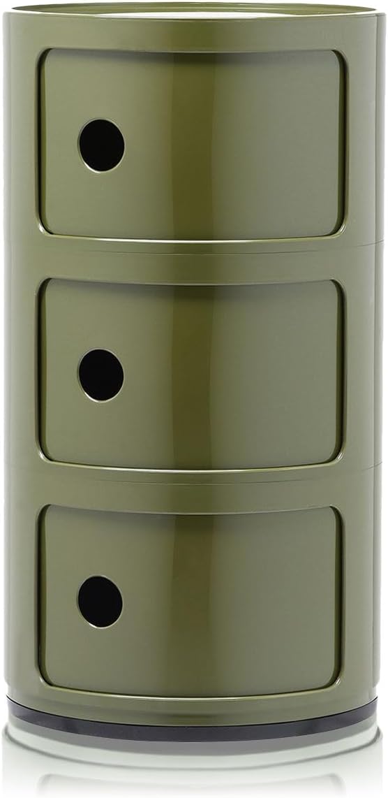 Contenitori e cestini, ABS, Base Tonda, Componibili Contenitore 3 Elementi, Verde, Kartell