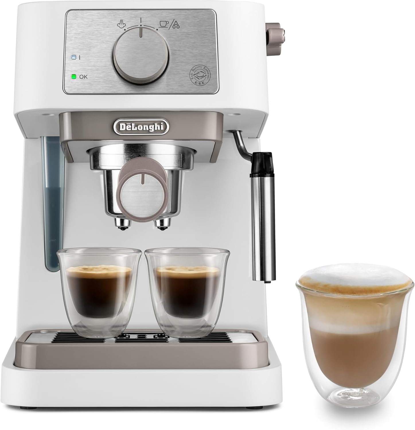 De'Longhi EC260 macchina da caffè, Stilosa .W, Spegnimento Automatico, Serbatoio Estraibile da 1.1 L, Macchina da Caffe per Polvere o Cialde E.S.E.