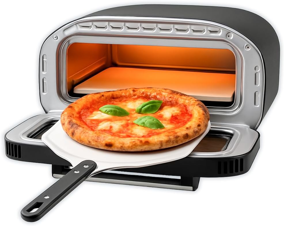 Fornetti elettrici per pizza, per Pizza Napoletana, Cuoce in 2 min, 8 Programmi di Cottura già impostati, Forno Pizza Elettrico, Schermo Touch, BEHOME