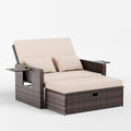 Set mobili da giardino, Divano da Giardino in Rattan 2 Posti con Poggiapiedi, Poltrona Relax per Terrazzo e Balcone - Beige, UDPATIO