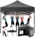Gazebo 210D, per giardino, campeggio, nero, 3 x 3 impermeabile, protezione UV 50 +, stabile, resistente all'inverno, altezza regolabile, Devoko