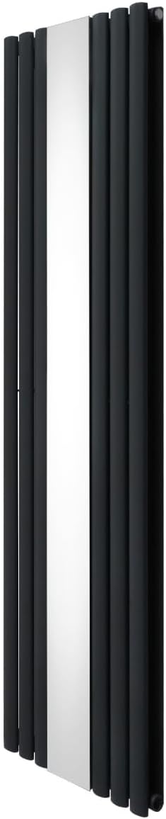 Radiatori, Radiatore a pannello ovale con specchio, design moderno, doppia colonna, spazzola, 1800 mm x 500 mm, Monster Shop